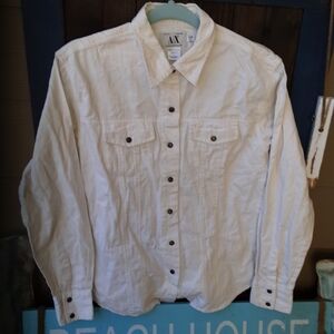 Armani Exchange White Western top size L.